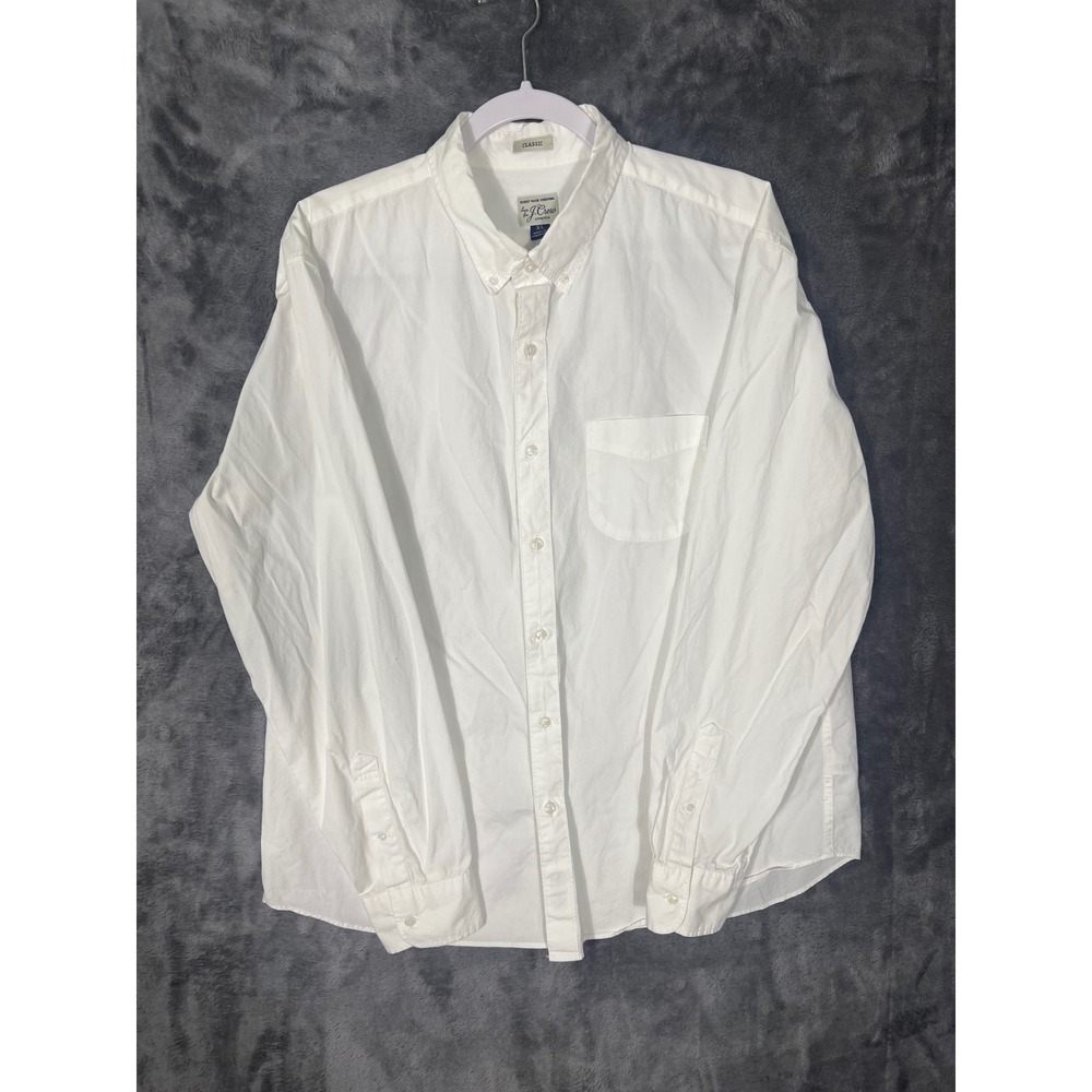 J.Crew Secret Wash Stretch Shirt Mens XL Classic Fit White Button Down LS